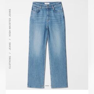 & Other Stories High Waist Straight Leg Jeans in mid blue wash